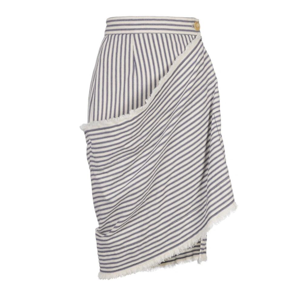 NWT Vivienne Westwood Daphne Draped Skirt Navy Cream Stripes Cotton Mini Size 4